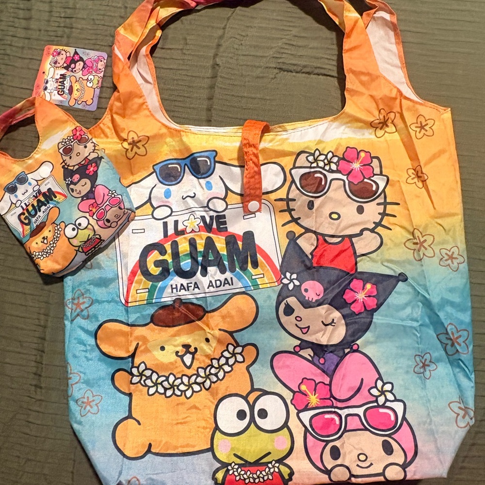 I Love Guam Sanrio Character Tote Bag w. Pouch